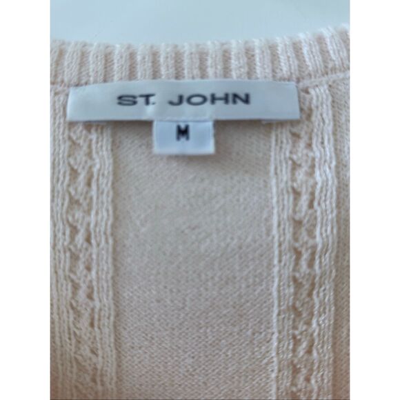 St. John Cable Ribbed Knit Scoop Neck Tank Top Light Beige Women's Medium - Picture 2 of 4